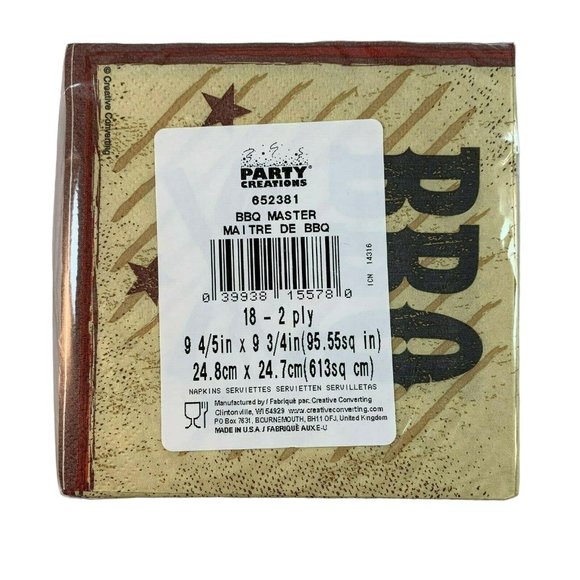 BBQ Beverage Paper Napkins 4 7/8 Inches 2 Ply Lot of Four 18 Ct Pkgs USA - Picture 7 of 7